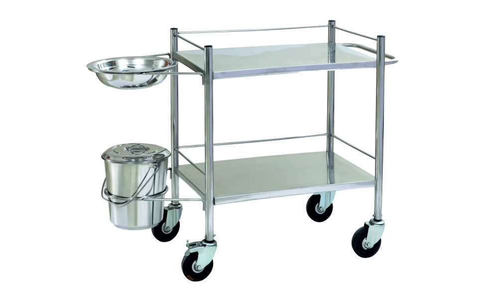 Dressing Trolley with Bowl & Bucket SS